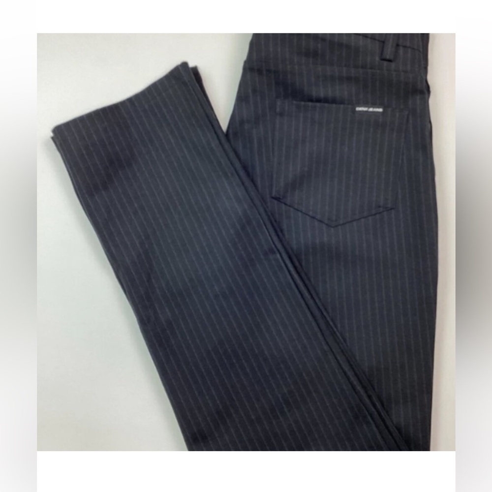 DKNY Jeans Ladies' Straight Leg Ponte Pants w/Back Pocket, Black Stripe, Size M